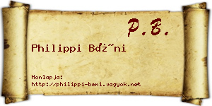 Philippi Béni névjegykártya